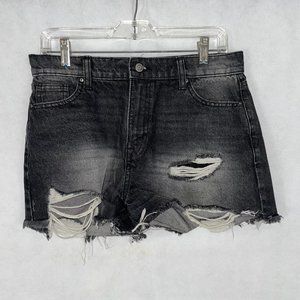 NOBO Faded Black Distressed High Rise Cut-off Denim Jean Shorts Size 9